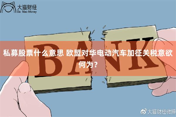 私募股票什么意思 欧盟对华电动汽车加征关税意欲何为？