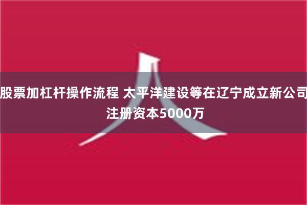 股票加杠杆操作流程 太平洋建设等在辽宁成立新公司 注册资本5000万