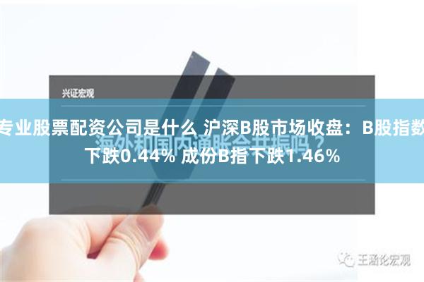 专业股票配资公司是什么 沪深B股市场收盘：B股指数下跌0.44% 成份B指下跌1.46%